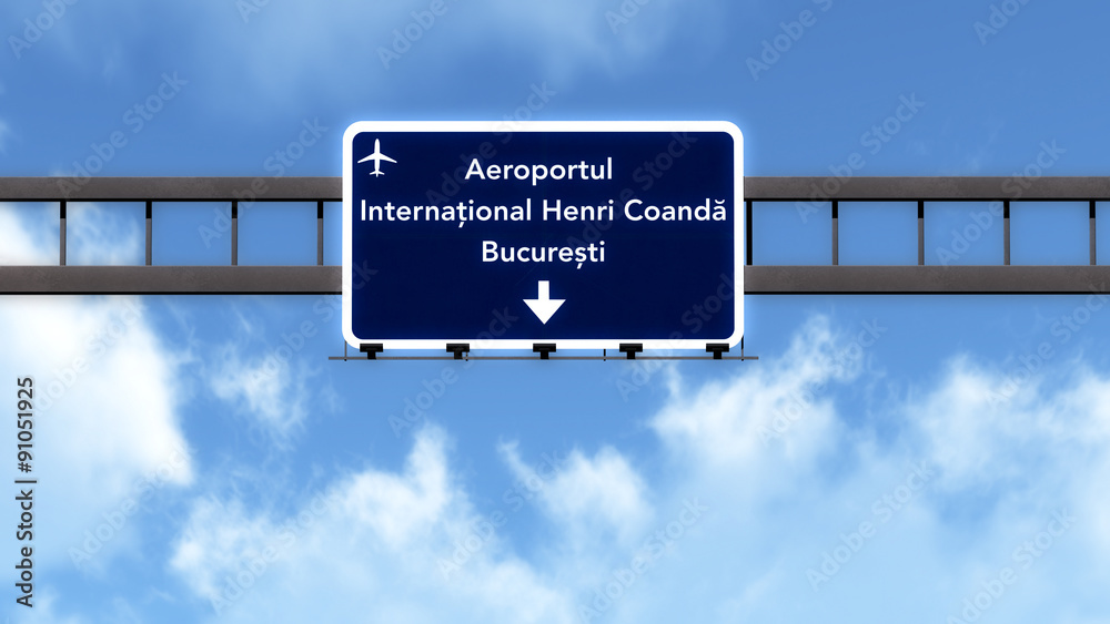 Bucharest Romania Airport Highway Road Sign