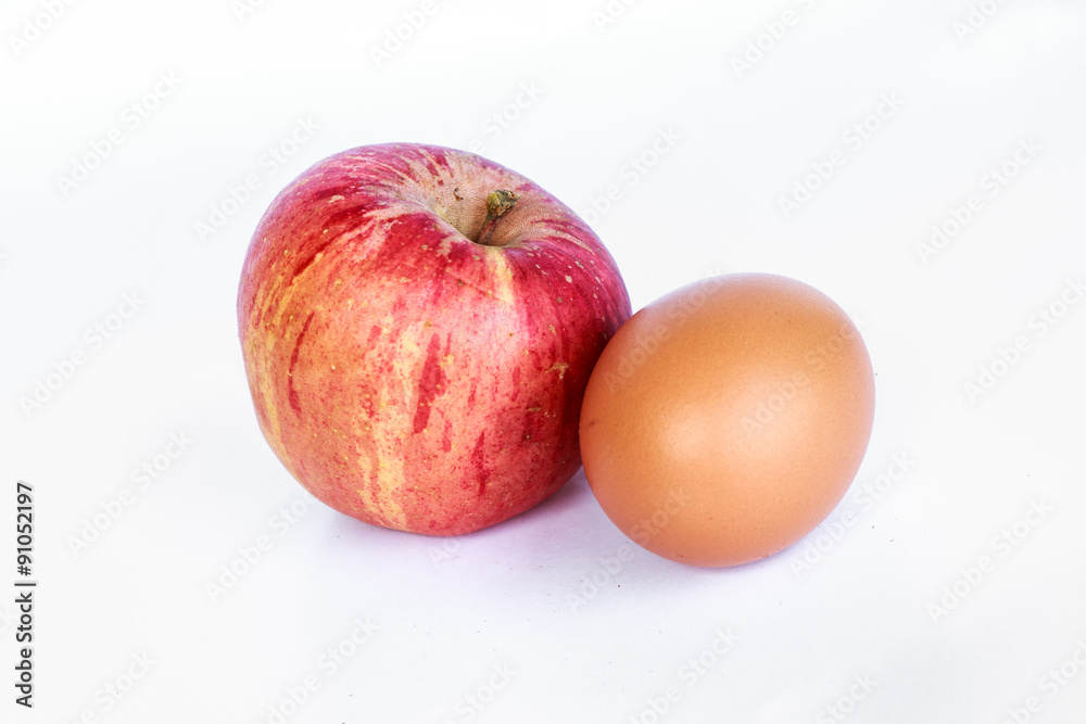 egg and apple for diet on white background
egg and apple for diet on white background