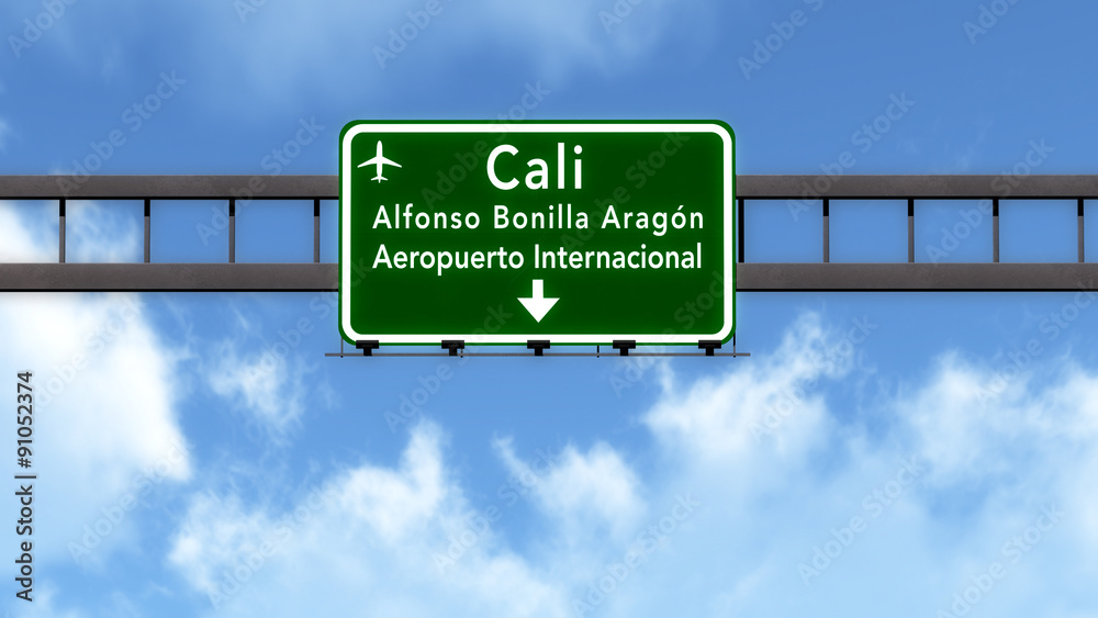 Cali Colombia Airport Highway Road Sign