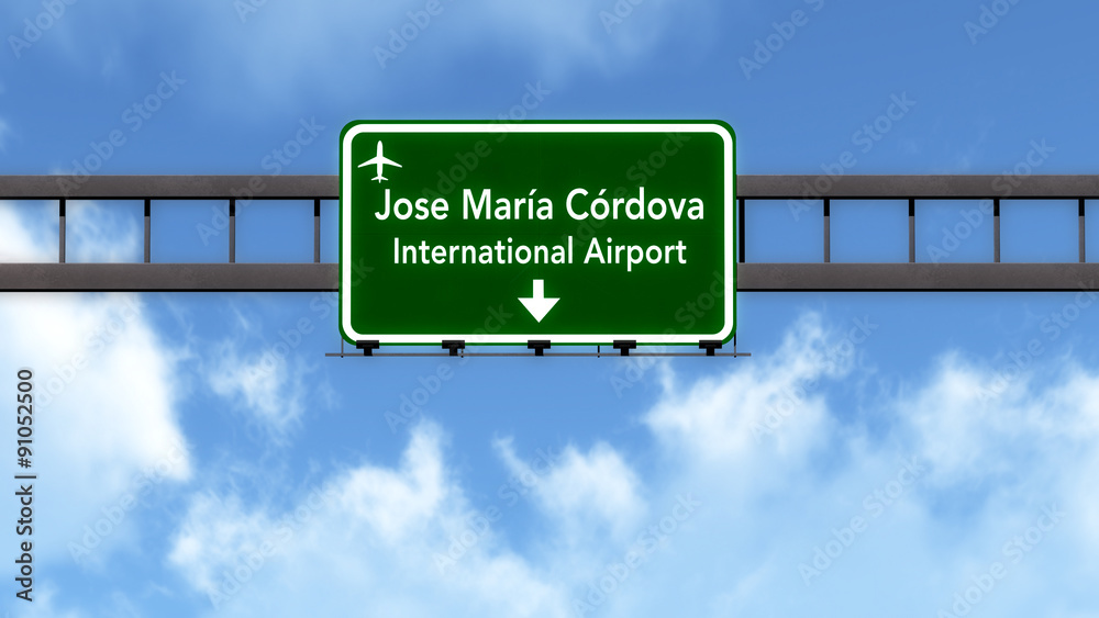Medellin Colombia Airport Highway Road Sign