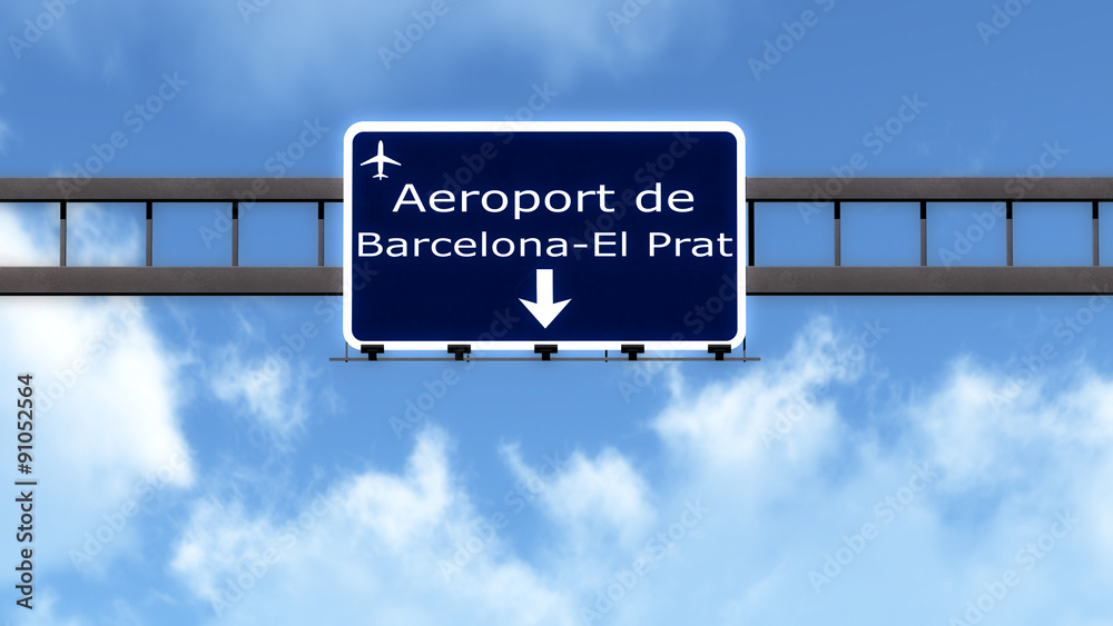 Barcelona Spain Airport Highway Road Sign