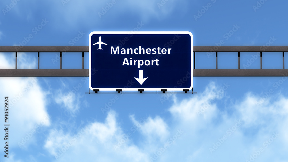 Manchester England United Kingdom Airport Highway Road Sign