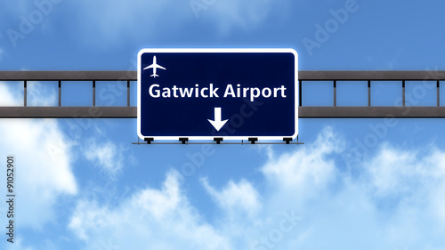 London England United Kingdom Airport Highway Road Sign photo