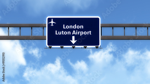 London Luton England United Kingdom Airport Highway Road Sign photo