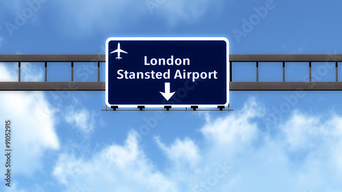 London Stansted England United Kingdom Airport Highway Road Sign photo