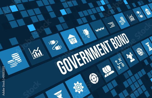 Government Bond concept image with business icons and copyspace.