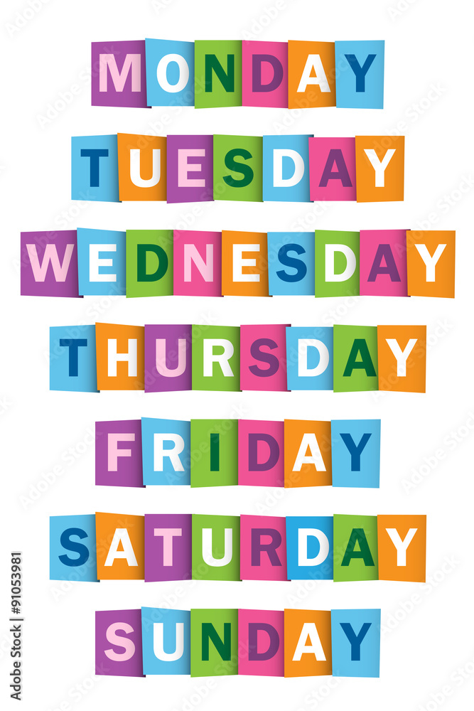 DAYS OF THE WEEK Vector Letter Icons DAYS OF THE WEEK Vector Letter Icons