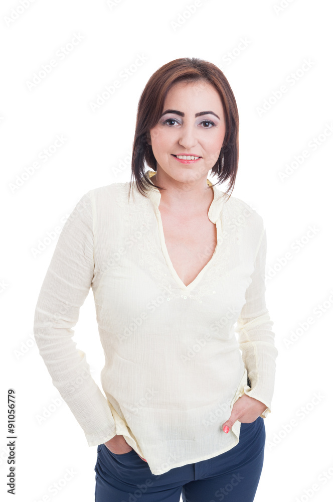 Normal average woman wearing casual clothes and make-up Stock Photo