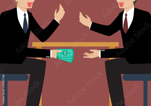 Businessmen Passing Money Under the Table