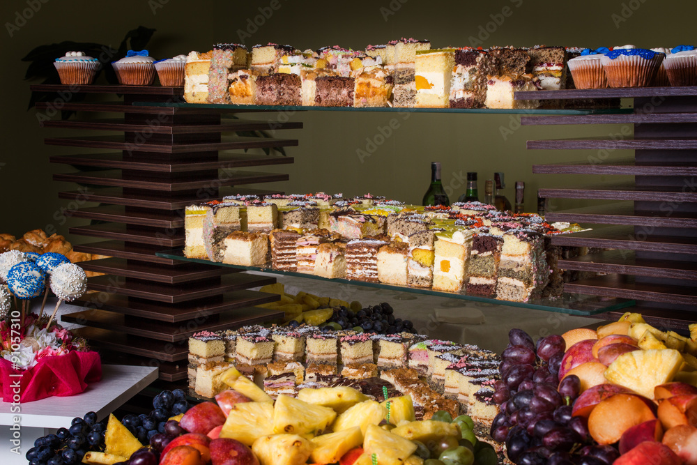 Fototapeta premium Table with food and drink