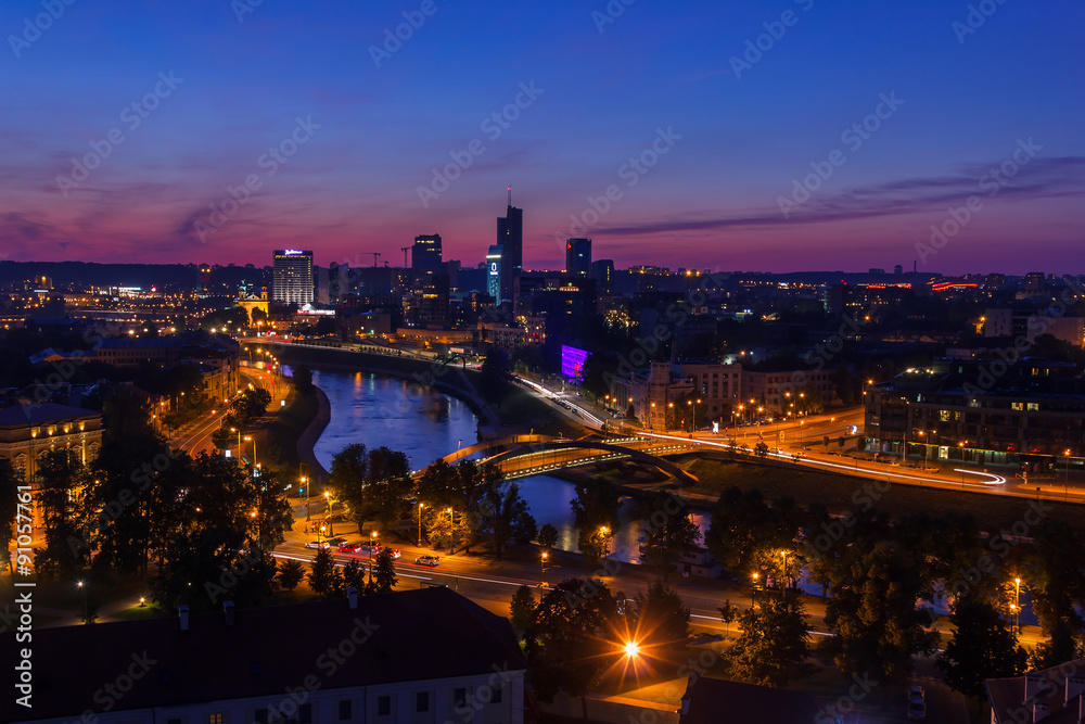 Fototapeta premium view on the night city of Vilnius