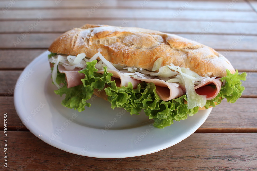 Baguette mit Schinken Baguette mit Schinken