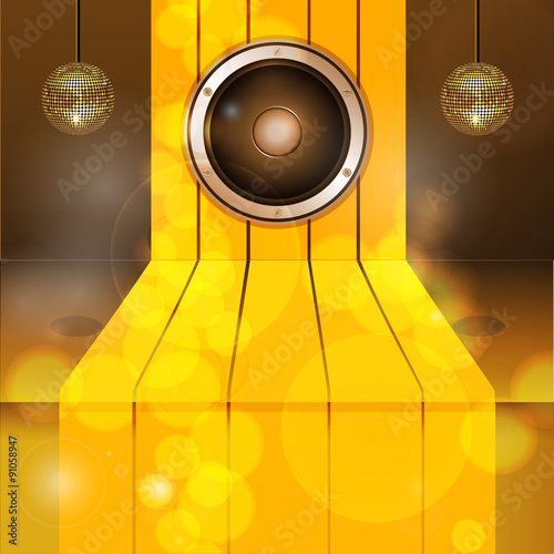 3D Golden step with speaker and disco balls