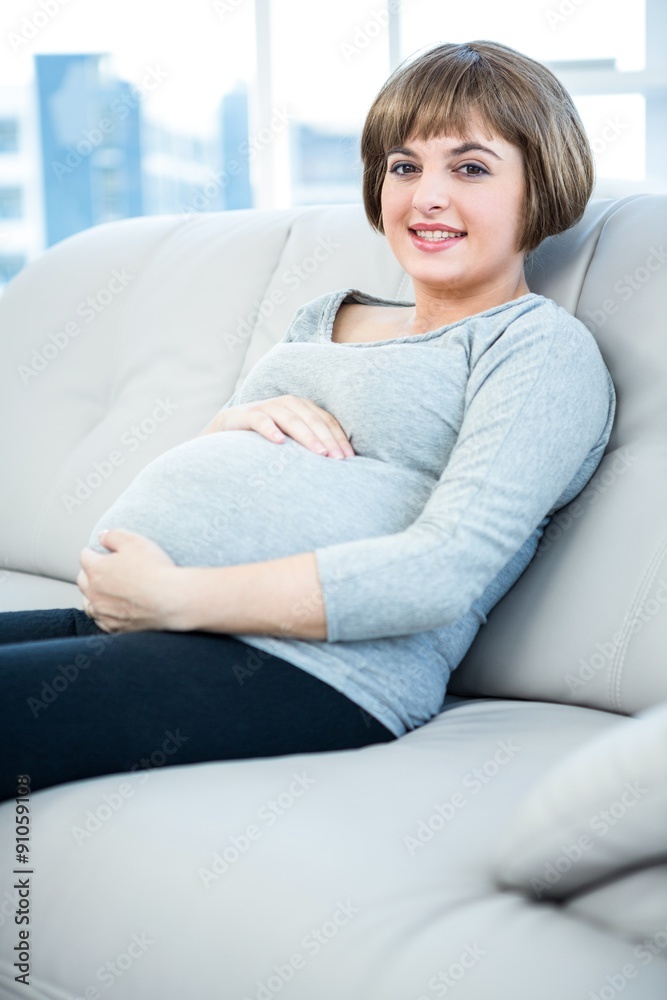Portrait of smiling pregnant woman sitting at home Portrait of smiling pregnant woman sitting at home