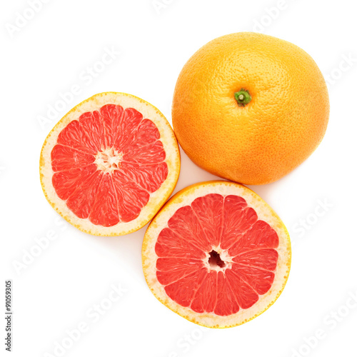 Served grapefruit composition isolated over the white background