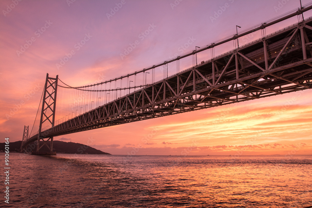 明石海峡大橋の夕景