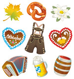 Set of German Oktoberfest vector three-dimensional design elements isolated on white background