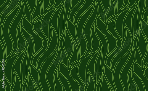 Vector seamless wave background of plants drawn lines