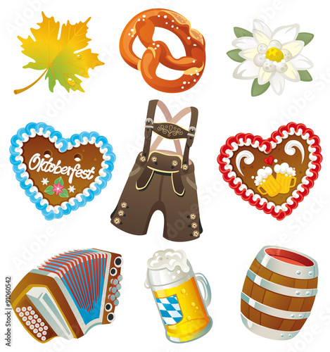 Set of German Oktoberfest vector three-dimensional design elements isolated on white background
