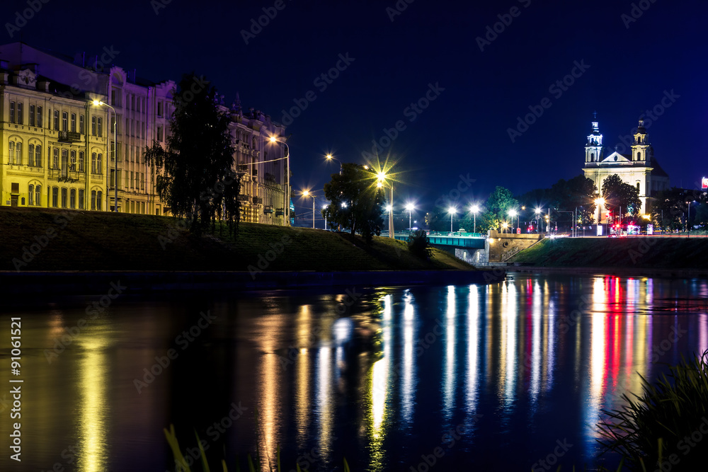 view on the night city of Vilnius
