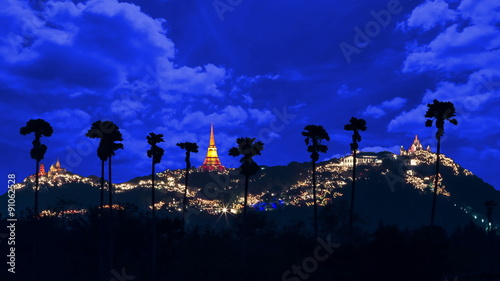 Beautiful night light with Phra Nakhon Khiri at Phetchaburi, Thailand photo