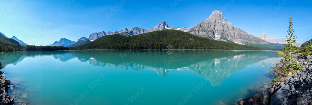 Panorama of Waterfowl Lake in Banff National Park