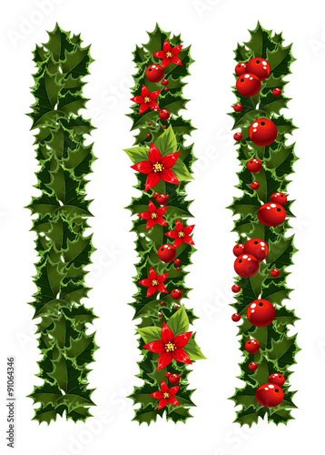 Green Christmas garlands of holly