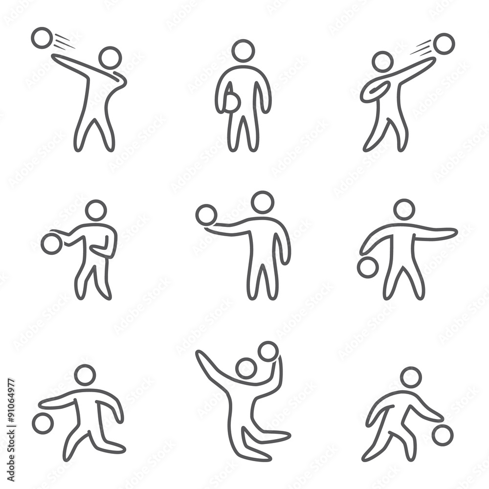 Outline basketball icons set Outline basketball icons set