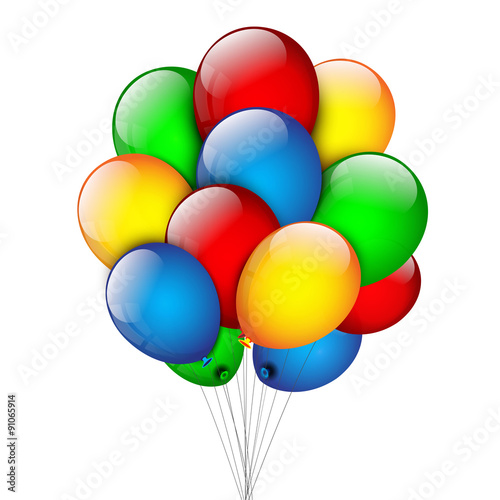 Bunch of balloons on a white background.