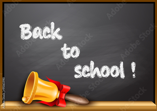 Back to school poster with golden bell