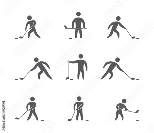 Silhouettes of figures hockey player icons set