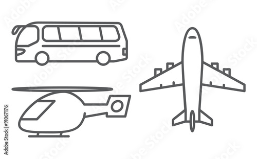 Outline transport icons set