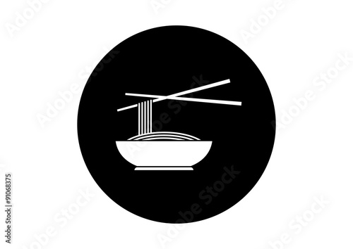 Black and white noodle icon on white background