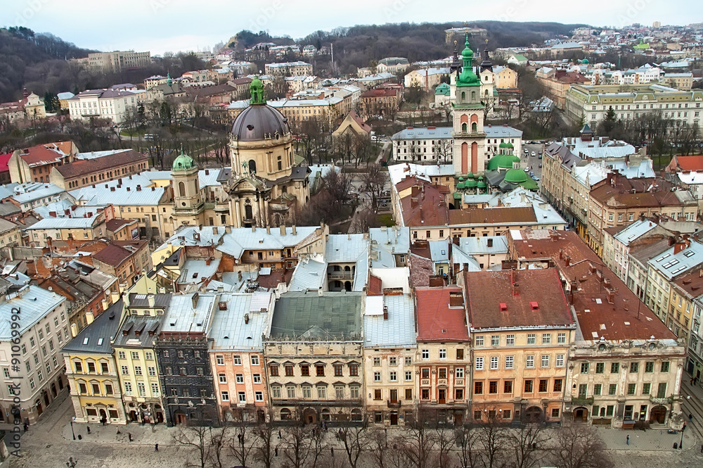 View of Lvov from the bird's flight