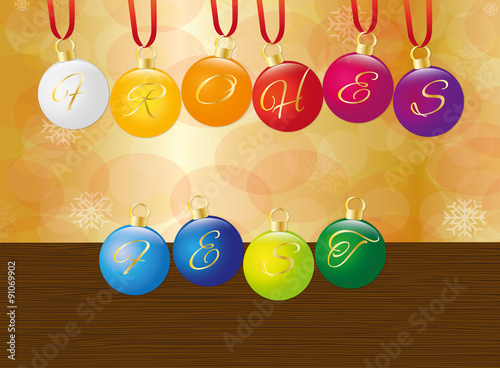 frohes fest Christbaumkugeln Weihnachtskarte