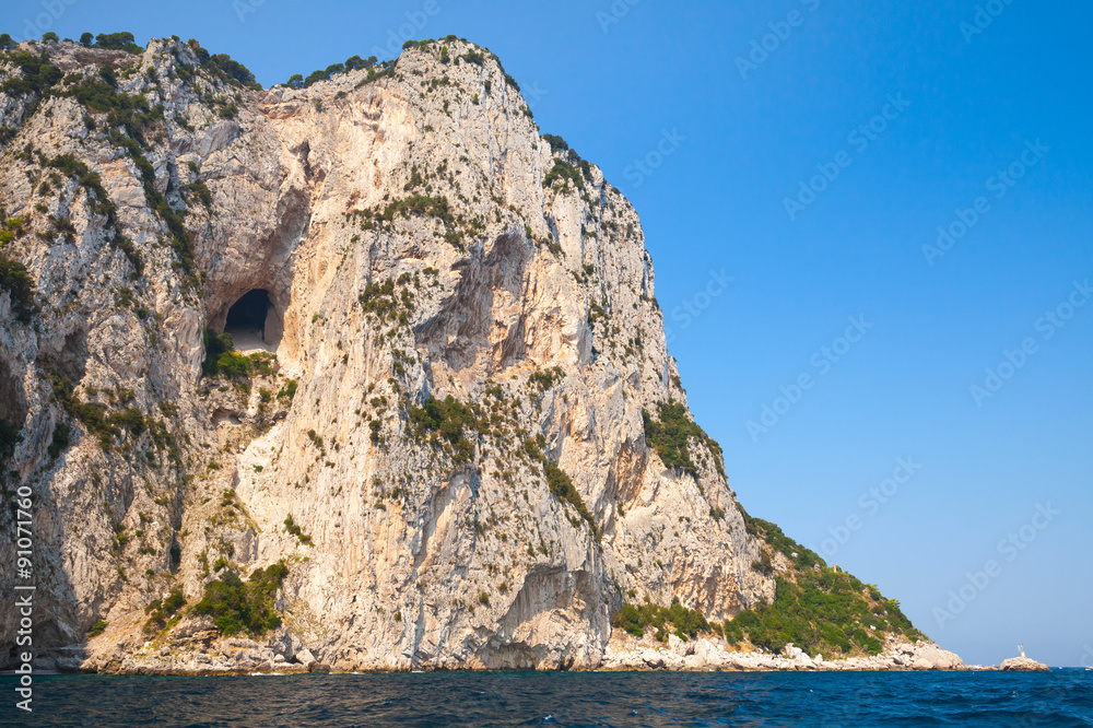 Coastal landscape with rocks. Capri island