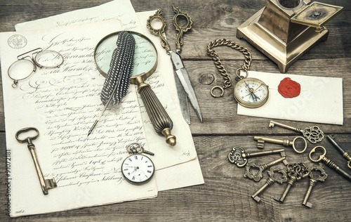 Vintage office supplies and writing accessories