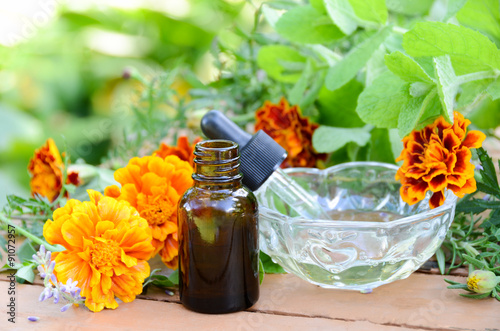 massage oil with herbs and calendula
