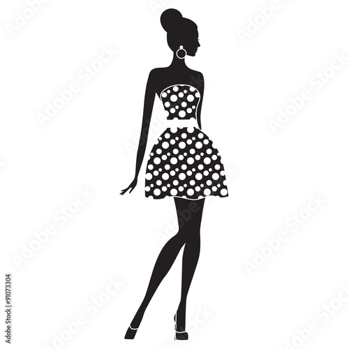 Fashion model. Silhouette of beautiful woman vector illustration.
