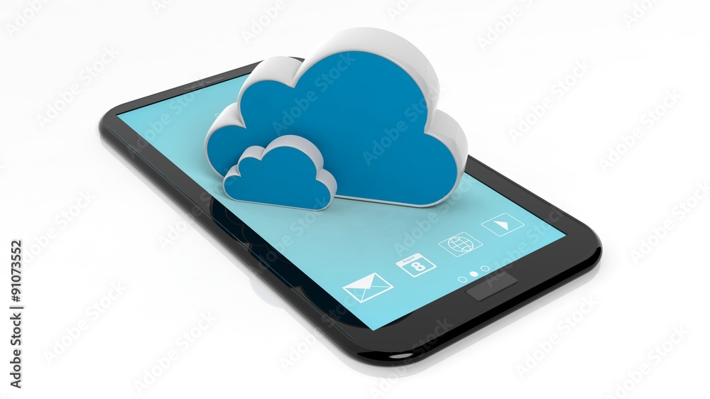 Cloud symbol on tablet,isolated on white background Cloud symbol on tablet,isolated on white background