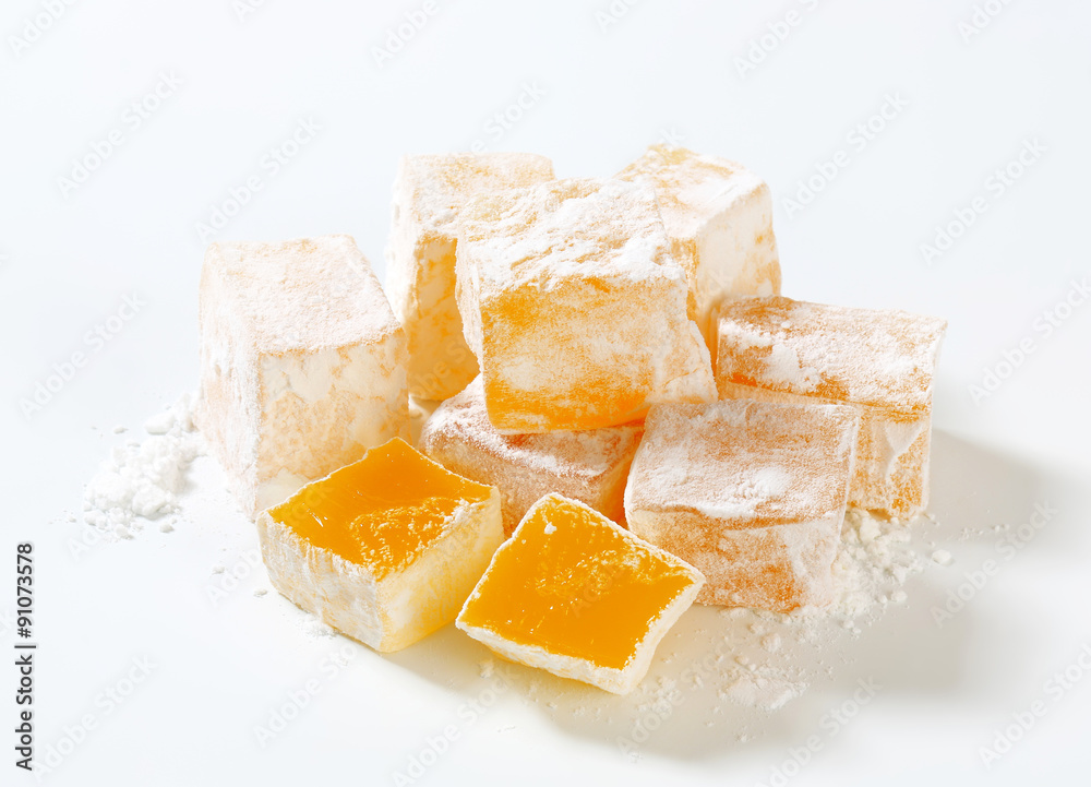 Fototapeta premium Mastic-flavored jelly cubes (Greek Turkish delight)