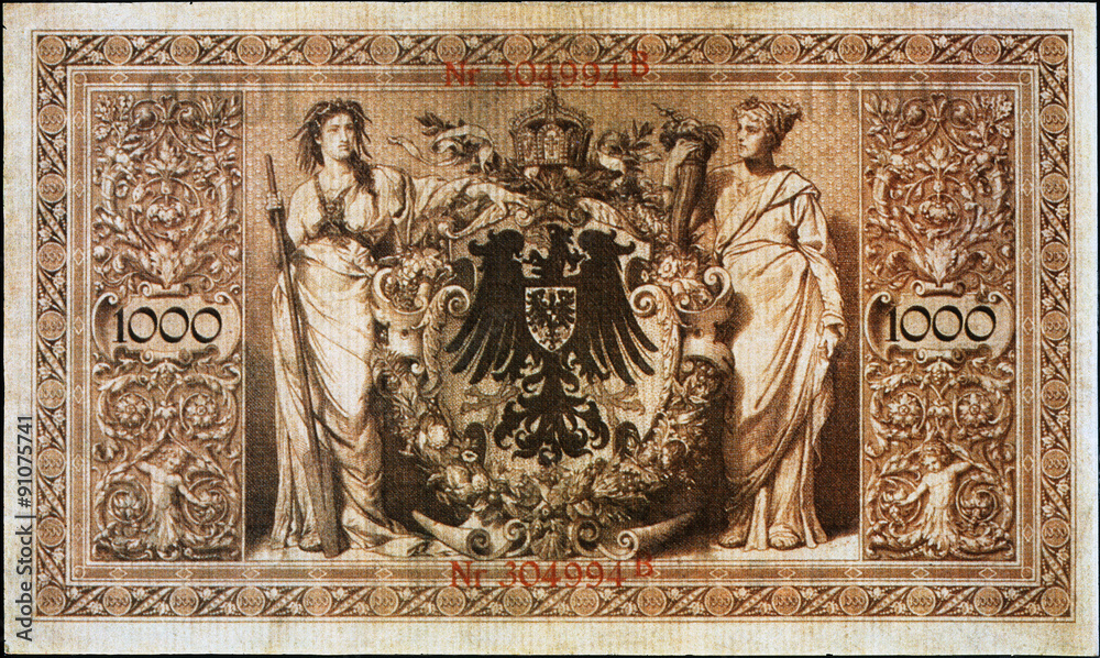 Historische Banknote, 7. Februar 1908, Tausend Mark, Deutschland