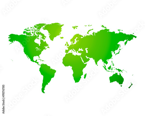 World Map political green on an isolated background. Vector