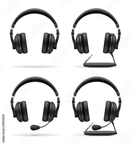 set icons acoustic headphones vector illustration