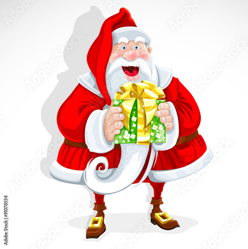 Cute Santa Claus give a gift