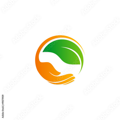 save green leaf organic hand logo