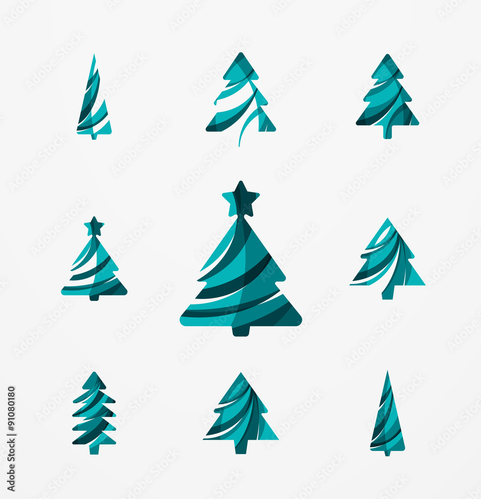 Set of abstract Christmas Tree Icons, business logo concepts Set of abstract Christmas Tree Icons, business logo concepts
