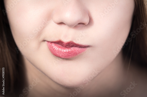 Closeup of pretty young girl s mouth