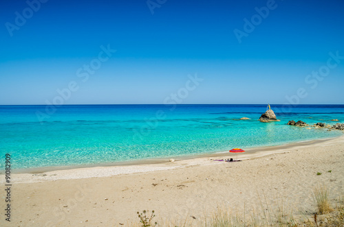 Avali beach, Lefkada island, Greece. Beautiful turquoise sea on the island of Lefkada in Greece. Avali Beach
