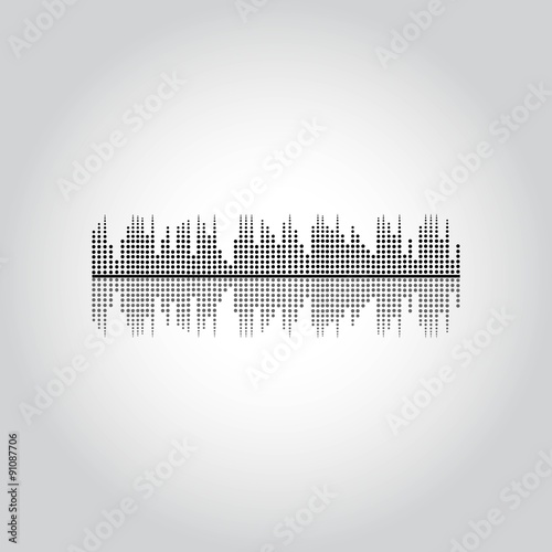 Halftone sound wave pattern modern music design element